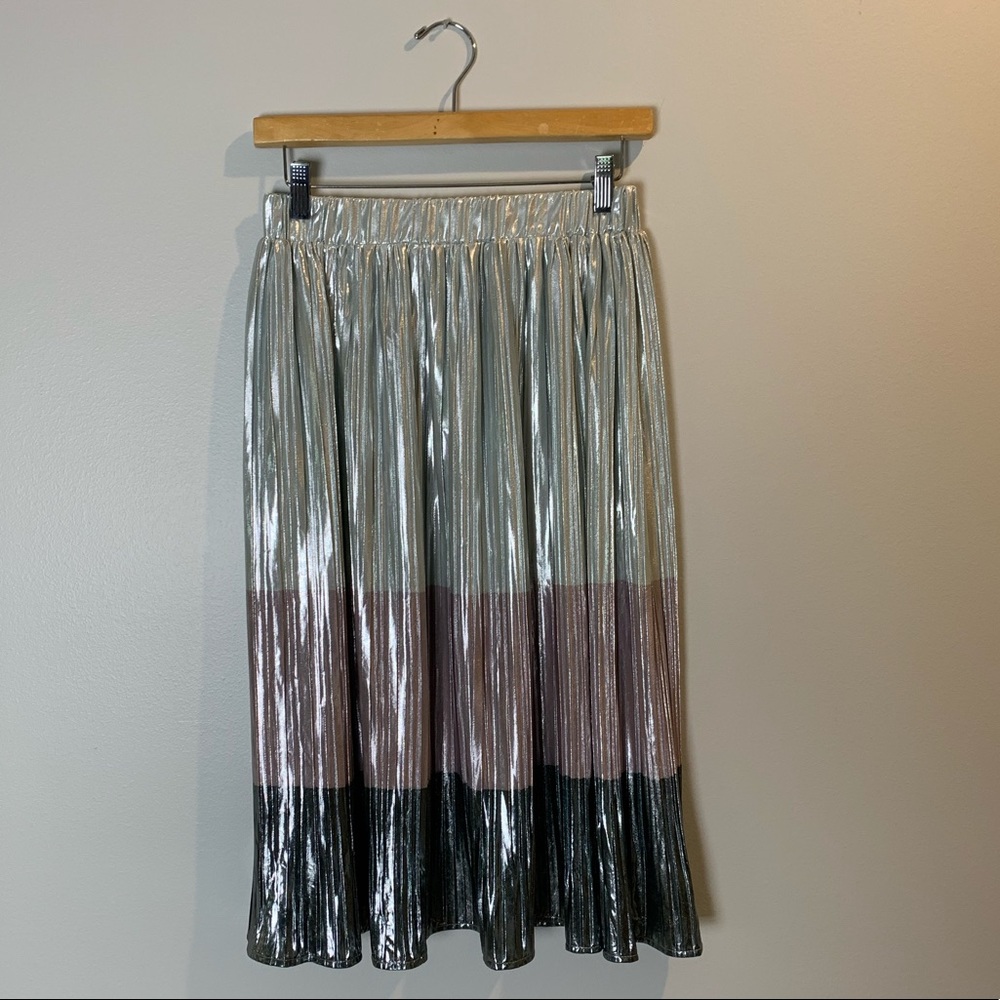 NEW SHE + SKY Foil Color Block Skirt L